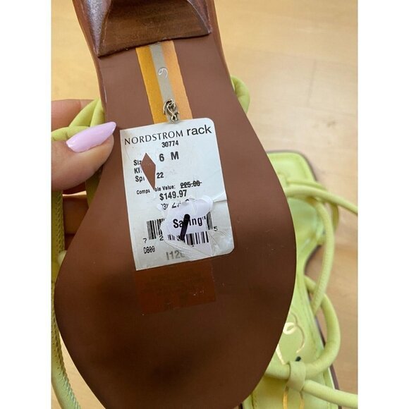 SAM Edelman Bnwot "Dia" Ankle Strap Kitten Heel Women Sz 6 New Lime - Picture 8 of 8